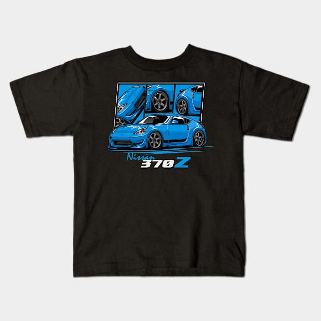 Blue Nissan 370z JDM Car Kids T-Shirt by T-JD